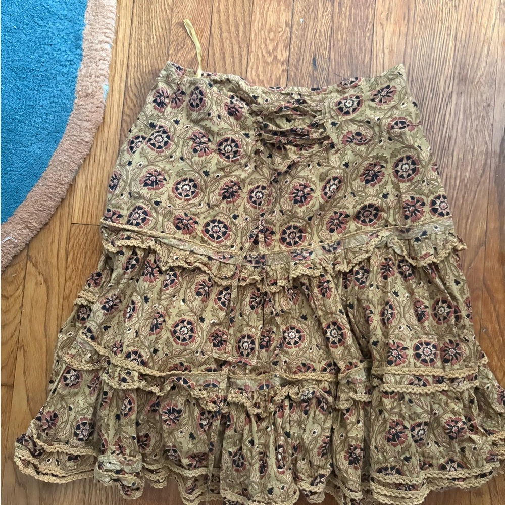 Y2k 'Mix Nouveau News' Yellow Peasant Skirt / Medium - Picture 5 of 5